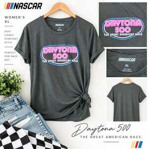 Nascar Daytona 500 Women’s XL T-Shirt Gray Pink Blue The Great American Race